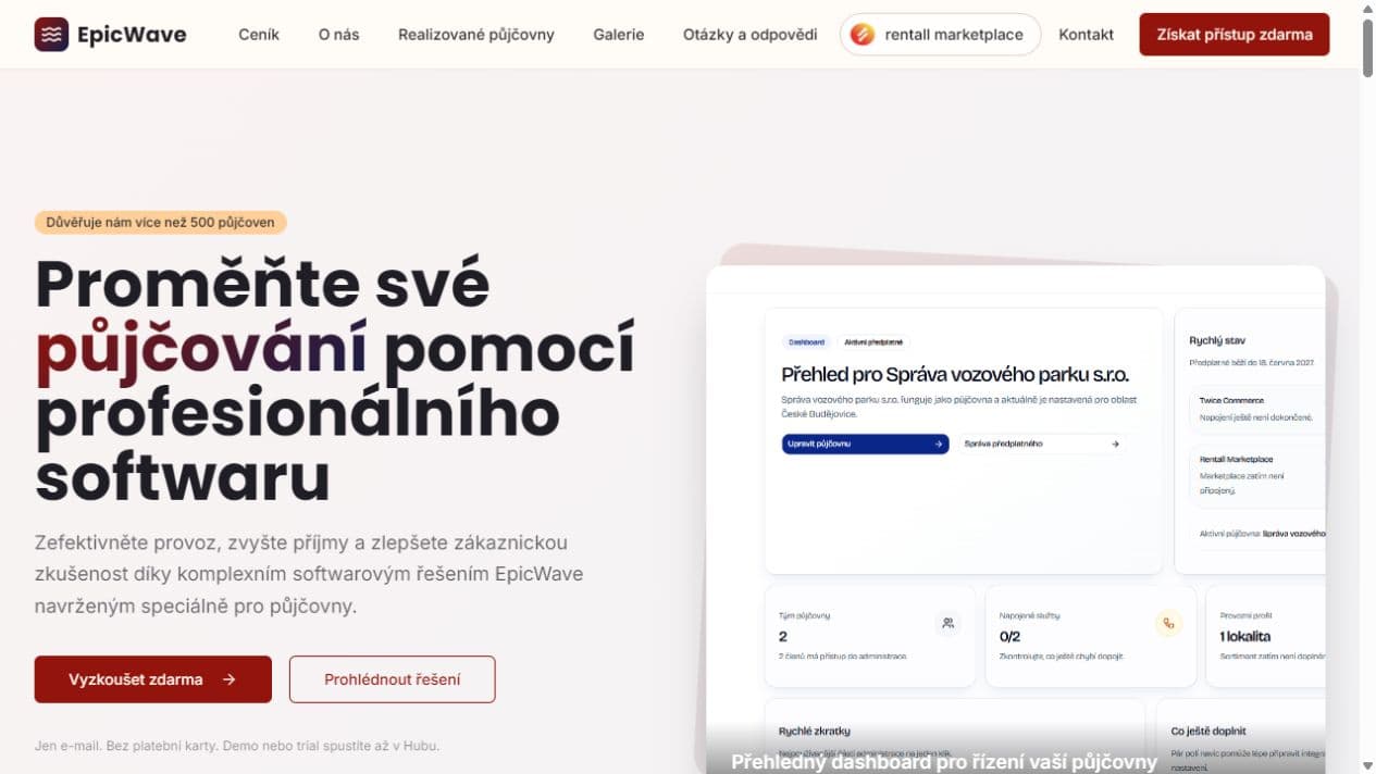Úvodní stránka softwarové agentury EpicWave